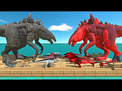 Devil Fight on Ship | Carnivore Dinosaurs + Zilla vs Devil Itself - Animal Revolt Battle Simulator