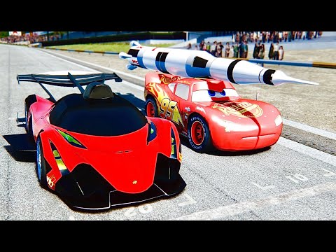 Lightning McQueen Rocket Edition vs Devel Sixteen GTR at Desert Drag Race