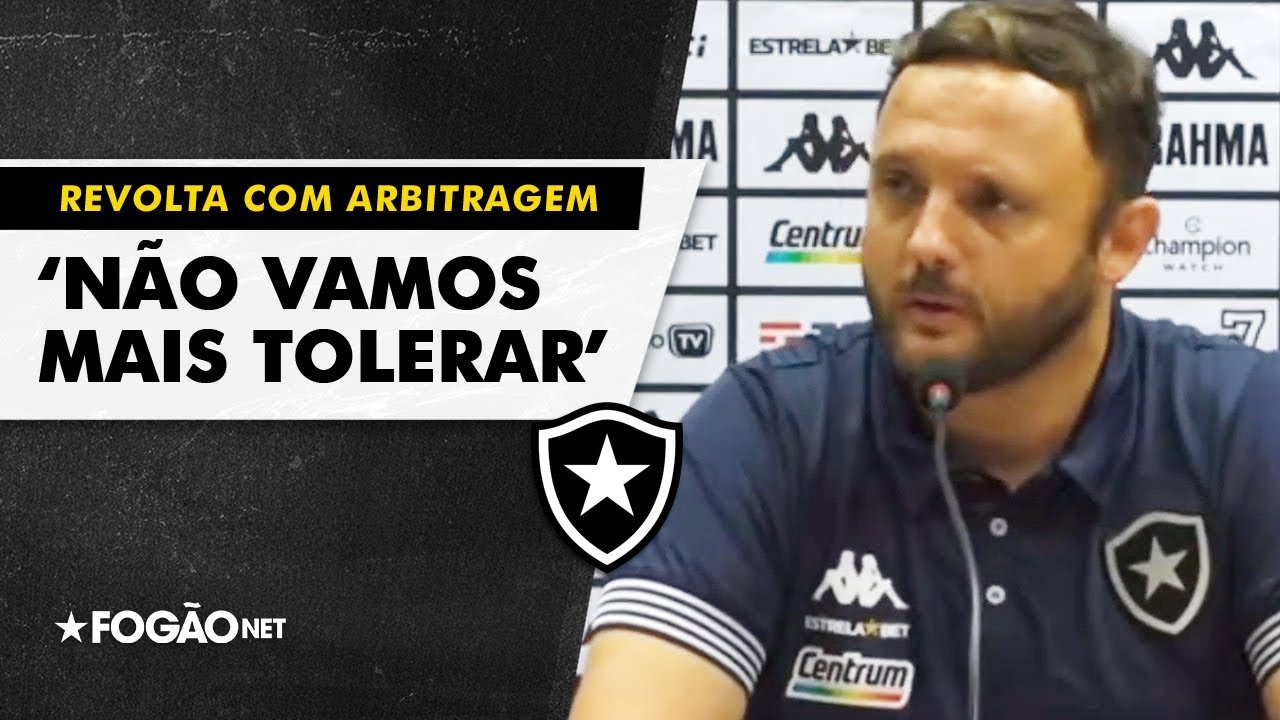Mazzuco exalta atletas do Botafogo e faz pronunciamento sobre arbitragem: ‘Sentimento de revolta e indignação. Não vamos mais tolerar’ Mazzuco exalta atletas do Botafogo e faz pronunciamento sobre arbitragem: ‘Sentimento de revolta e indignação. Não vamos mais tolerar’