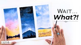 ATTENTION BEGINNERS! 👉 3 Easy Watercolor Skies ANY Beginner Can Paint (Step-by-Step)