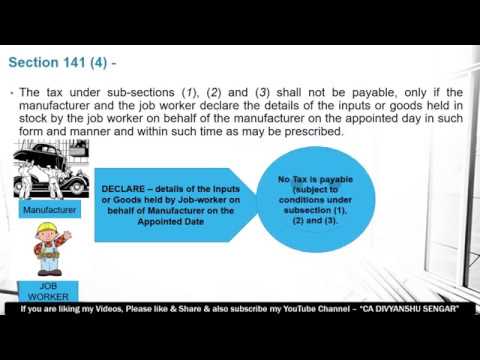 GST Transitional Provisions (Part 3) - Input on Stock lying with JOBWORKER (Section 141) in HINDI * Video