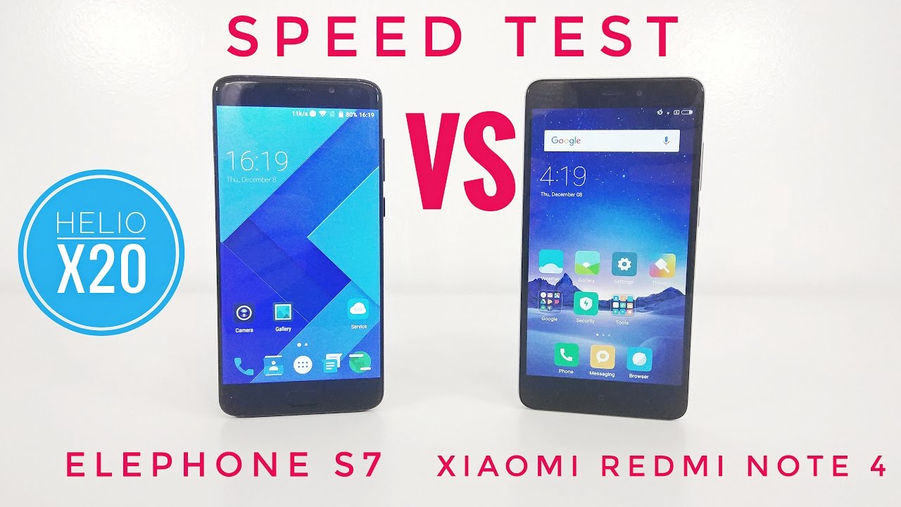 Elephone S7 VS Xiaomi Redmi Note 4 - SPEED TEST - Helio X20