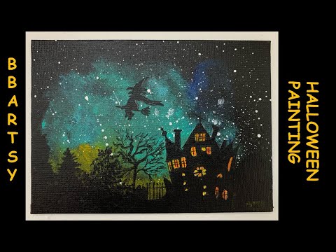 Halloween easy step by step acrylic painting | Witch house painting | Bhakti Joshi | BBArtsy