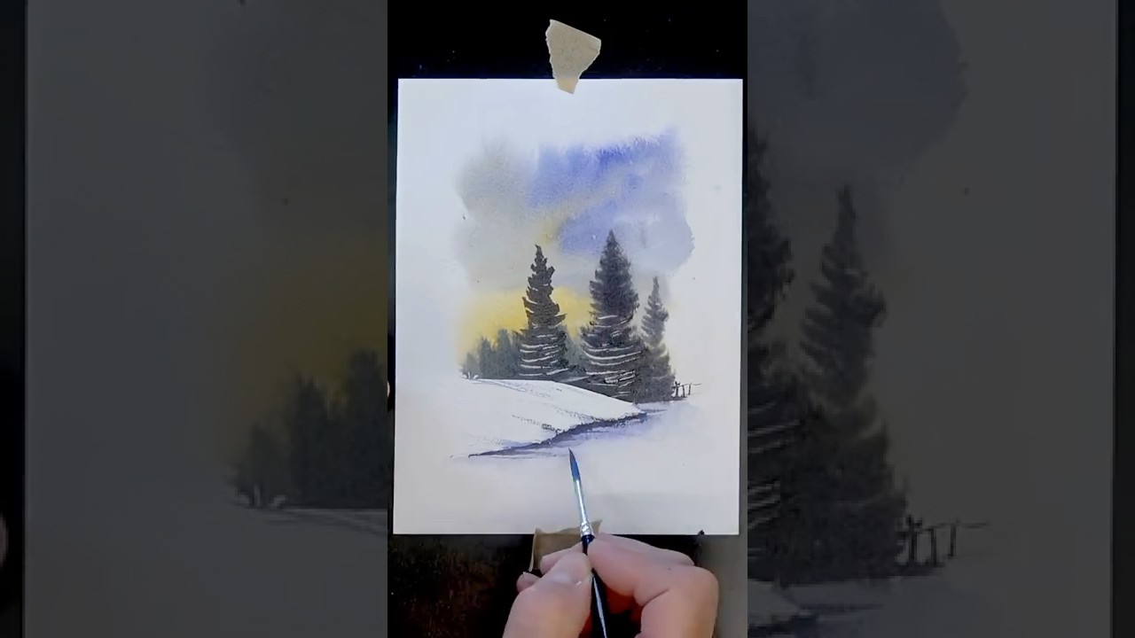 3 Minute Watercolour Lesson. Paint A Snow Scene