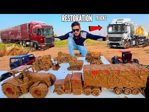 RC Transport Truck Restoration & Rescue from Deep Mud – Chatpat toy tv