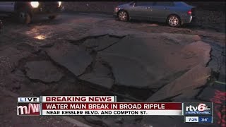 Broad Ripple street collapses, residents without water