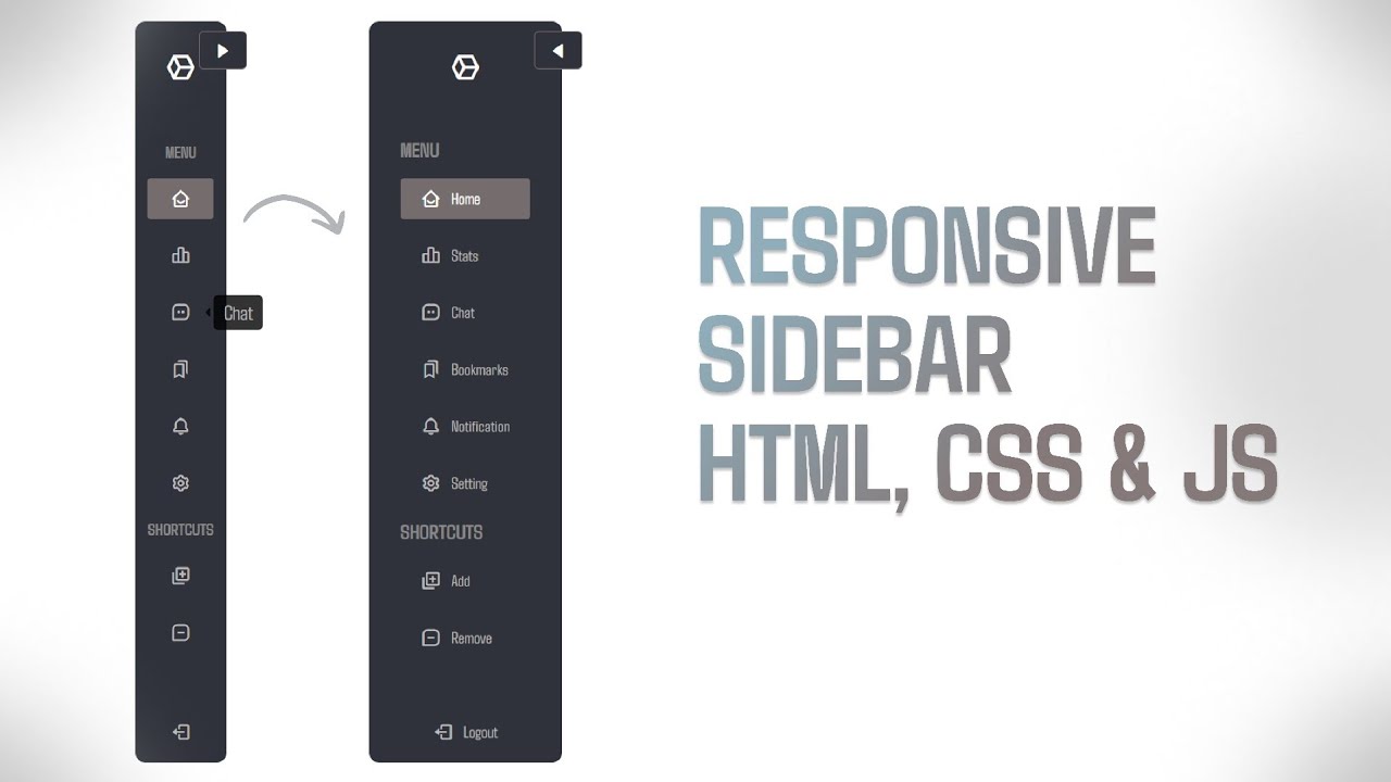 How to create a responsive sidebar with HTML CSS and JavaScript
