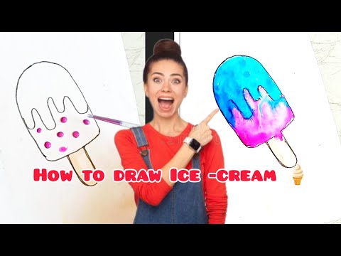 how to draw a Ice cream with water dropper easy step by step drawing tutorial 🤩#drawing #satisfying