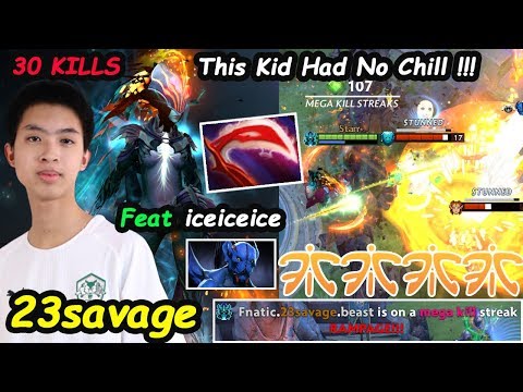 23savage [Phantom Assassin] New Fnatic Carry BEAST MODE Feat iceiceice Rampage Dota 2 7.22 Gameplay