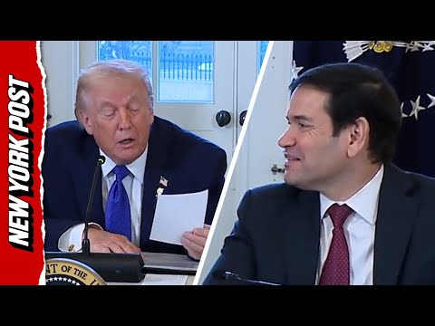 Marco Rubio Cringes as Trump Accidentally Reads Private Note Aloud