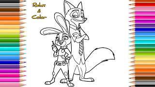 Zootopia Coloring Page 🐰🦊 | Judy Hopps & Nick Wilde Relax and Color for Kids