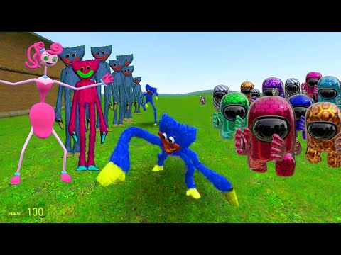HUGGY WUGGY vs  MOMMY LONG LEGS vs ARMY AMONG US vs Huggy Wuggy in Garry's mod