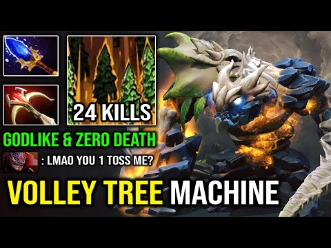 MACHINE TREE Volley 1 Shot Support EZ Toss Enemy Like a Creep with 24Kills No Death Tiny DotA 2