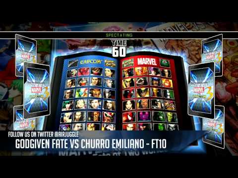 Godgiven Fate VS. Churro Emiliano - UMVC3 - FT10 - @airjuggle