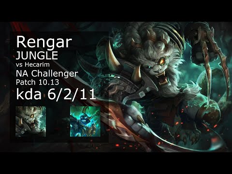 Rengar vs Hecarim Jungle - NA Challenger 6/2/11 Patch 10.13 Gameplay