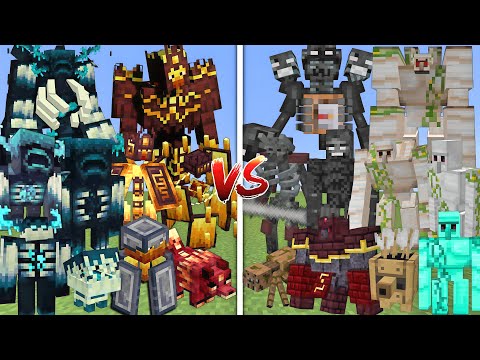 ALL MUTANT WARDENS & BLAZES VS ALL MUTANT WITHER SKELETONS & IRON GOLEMS ALLIANCE MOBS BATTLE