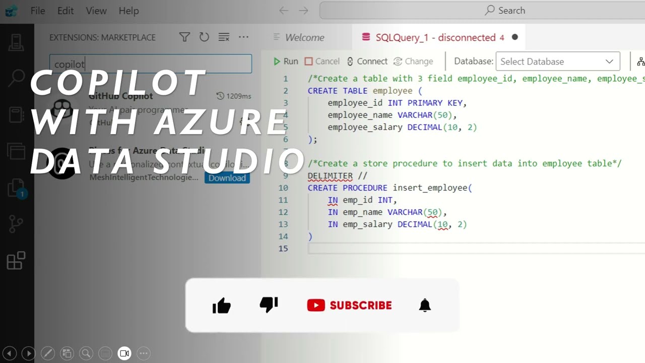 GitHub Copilot with Azure Data Studio