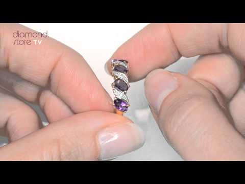E5359 - Amethyst 0.74ct And Diamond 9K Gold Ring