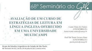 AVALIAÇÃO DE UM CURSO DE ESTRATÉGIAS DE LEITURA EM LÍNGUA INGLESA OFERECIDO EM UMA UNIVERSIDADE MULTICAMPI