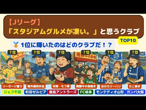 【Jリーグ】スタジアムグルメ最強は鹿島？岡山？FC岐阜？サポーター投票TOP10🔥