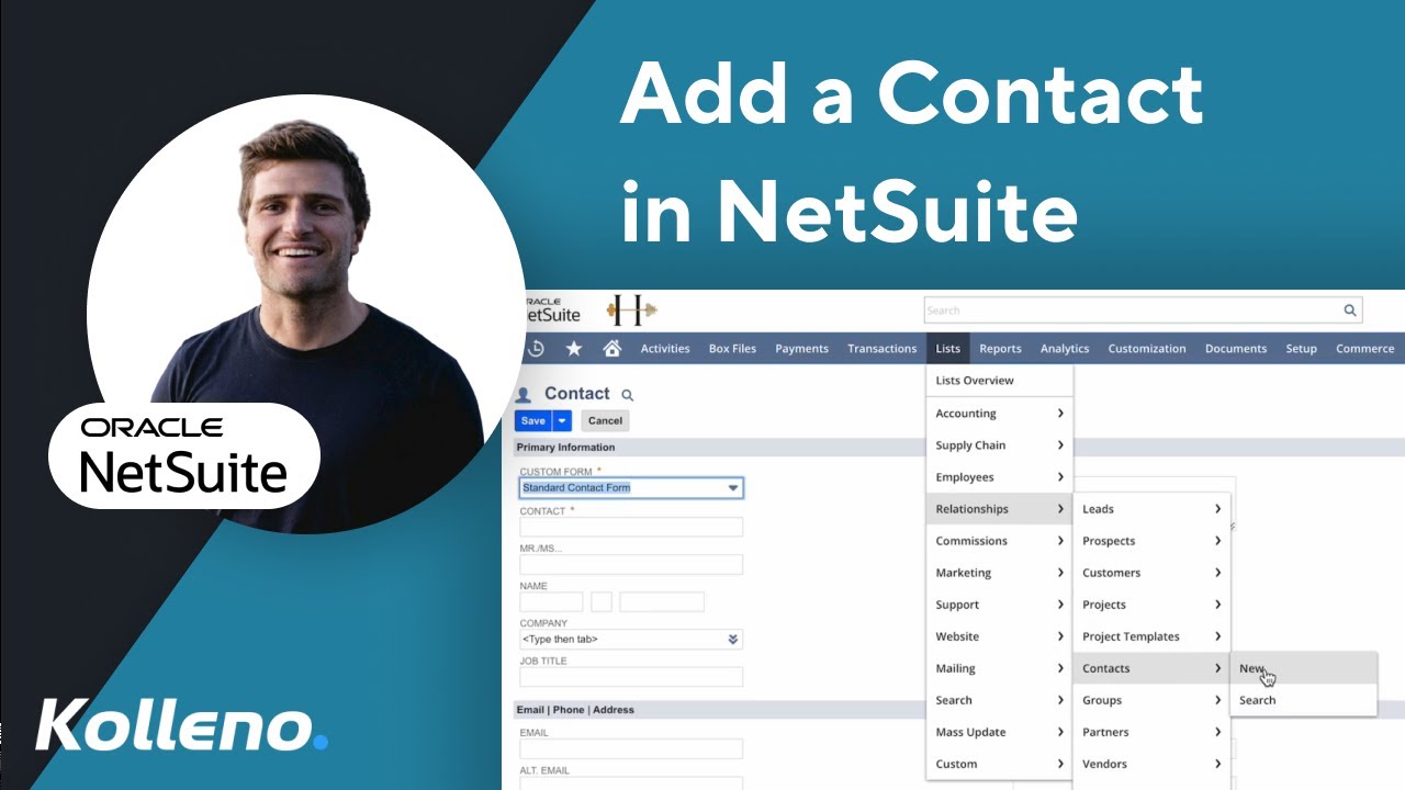 NetSuite Tutorial  |  How to add a contact in NetSuite