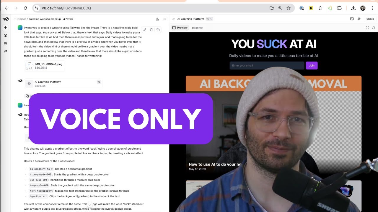 Building a basic webpage with AI