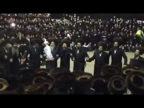 Bobov-45 Rebbe Dancing at London Hachnosas Sefer Torah Dec 2014
