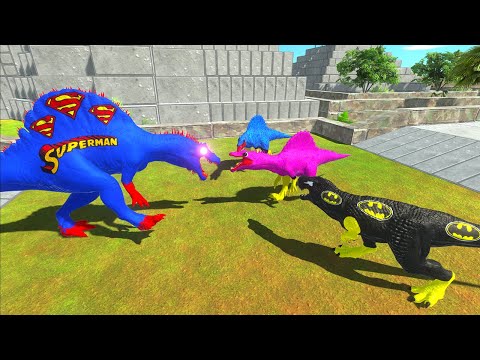 Hunting found Jurassic world SUPERMAN SPINO VS BAT MAN T-REX VS HUGGY WUGGY & KISSY MISSY SPINO