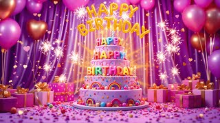 Download lagu Happy Birthday to You 🎉  Beautiful Birthday Song with Purple Cake & Balloons mp3