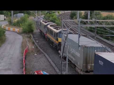 4S47 - DB90s - 90021 & 90020 passing Milford and Brocton 34 minutes late tonight 12-8-22