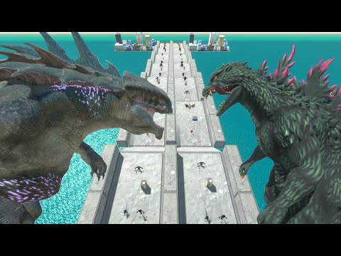DEATHRUN RACE KAIJU GODZILLA 2000 VS KING TITAN - Animal REvolt Battle Simulator