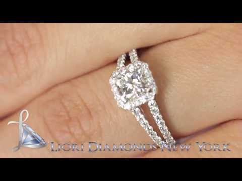 ER-0457 - 1.74 Carat G-SI1 Cushion Cut Diamond Engagement Ring 18k White Gold Pave Halo