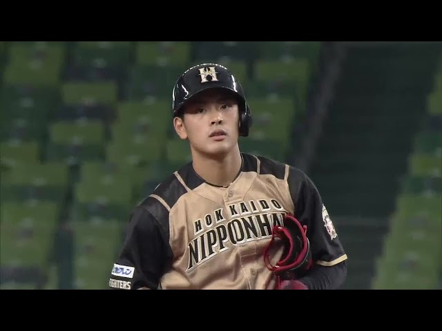 【1回表】ファイターズ・野村 8試合連続安打は先制のタイムリー2ベースヒット!! 2021/8/28 L-F