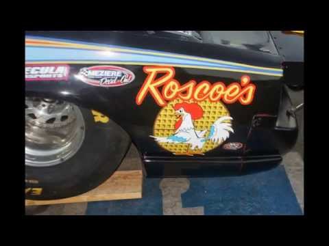 Roscoe's and Pit Bull Energy Drinks with Flix Lewis Funny Car....