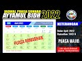 Jadwal Puasa Ayyamul Bidh 2022 - kalender puasa sunnah 2022 lengkap 12 bulan - Muharram 1444 h