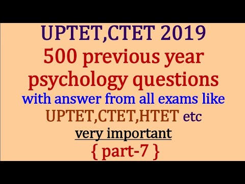 {part-7} 500 previous year psychology questions for all TET exams like UPTET,CTET etc. Video
