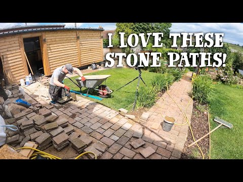 LAYING NATURAL STONE PATHS - Using sandstone setts