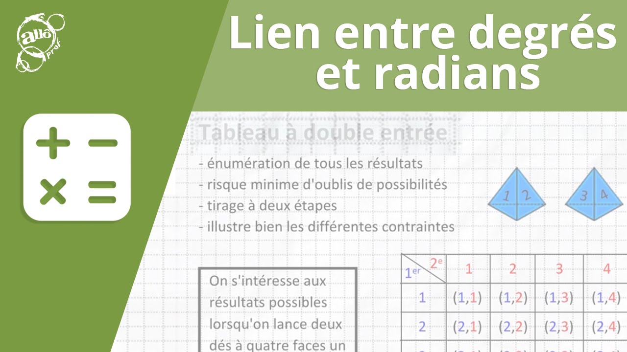 Lien entre degrés et radians