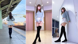 【外出】絶対領域がエッチな超ミニスカに履き替えたら男性の目線が凄かった【パンチラ、よそきわちゅーぶ】