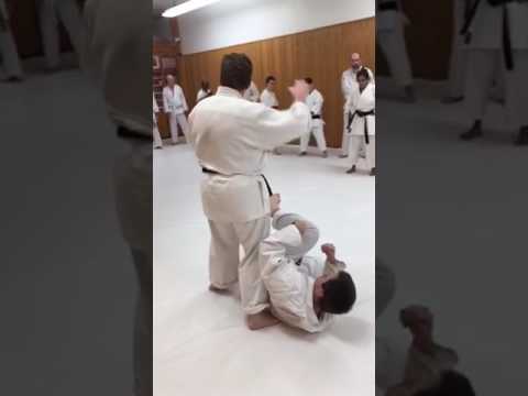 Karate Funakoshi Sensei Throws - Katawaguruma from clinch