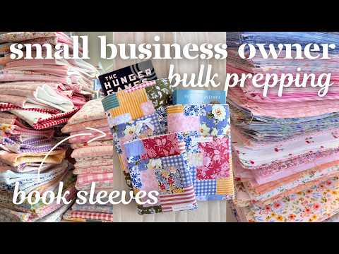TWO WEEKS OF BULK PREPPING 200+ BOOK SLEEVES FOR MARKET!🪡📚 bulk sew one of my top sellers with me!