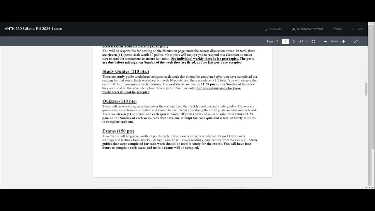 ANTH 330 Fall Syllabus Video