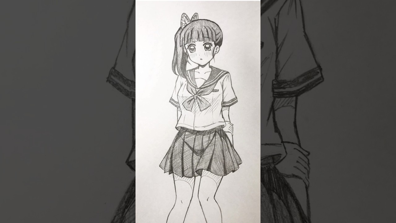 カナヲの制服姿描いてみた。リクエスト、コメントお待ちしてます。