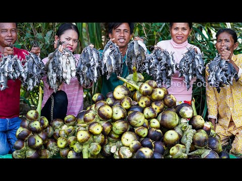 Crazy Cooking SPICY CRISPY RAT Mixed Palm Fruit Salad Recipe at Abandoned House - Donation Food