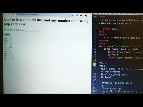 Multiplication table using PHP, HTML only with Simple code Practical example👌👌