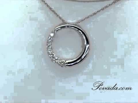 Diamond Circle Pendant in White Gold [P7235]