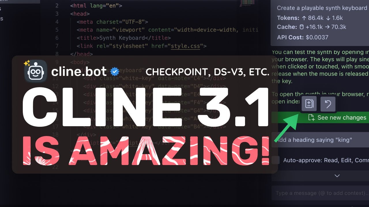 Cline 3.1 (Upgraded) : This NEW Cline Upgrade IS AMAZING! (Checkpoints, Deepseek-V3 Support & More!)