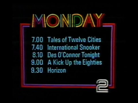 Monday 26th October 1981 BBC2 - Weather - Tales of Twelve Cities - Snooker - Des O'Connor - Horizon