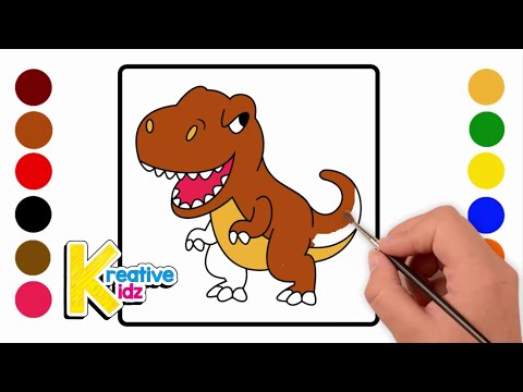 How to Draw and Color a T-Rex for Kids | Dinosaurs Coloring Book and Page Art for Kids | 🦖🎨😎