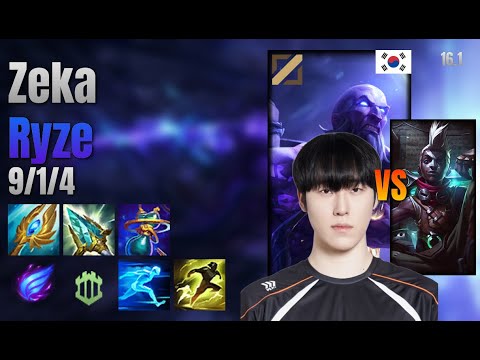 Zeka Mid Ryze vs Ekko lol KR solo rank Full Game 16.1 | 제카 라이즈 vs 에코